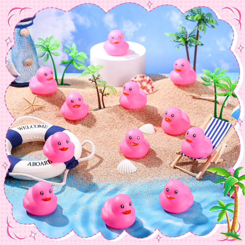 Hungdao 24 Pieces 2 Inch Mini Rubber Duck Bath Toys Squeaky Rubber Ducks Float Bathtub Ducks for Baby Shower Birthday Party Favors Classroom Carnival Prizes Car Decor Supplies (Blue)