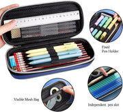 Pencil Case for Boys, 3D EVA Cartoon Space Storage Pouch Pen Holder, Pencil Case with Compartments for School Kids, Large-Capacity Storage Box, Children's Student Stationery Gift Box, Spaceship Blue