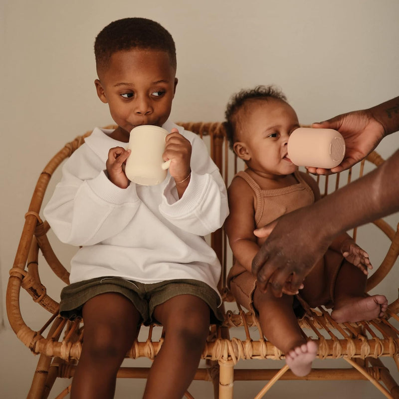 Mushie Silicone Training Cup with Straw for Baby - 175ml Leak-Resistant Cups for Toddlers with Removable Lid - BPA-Free, Dishwasher Safe | Blush