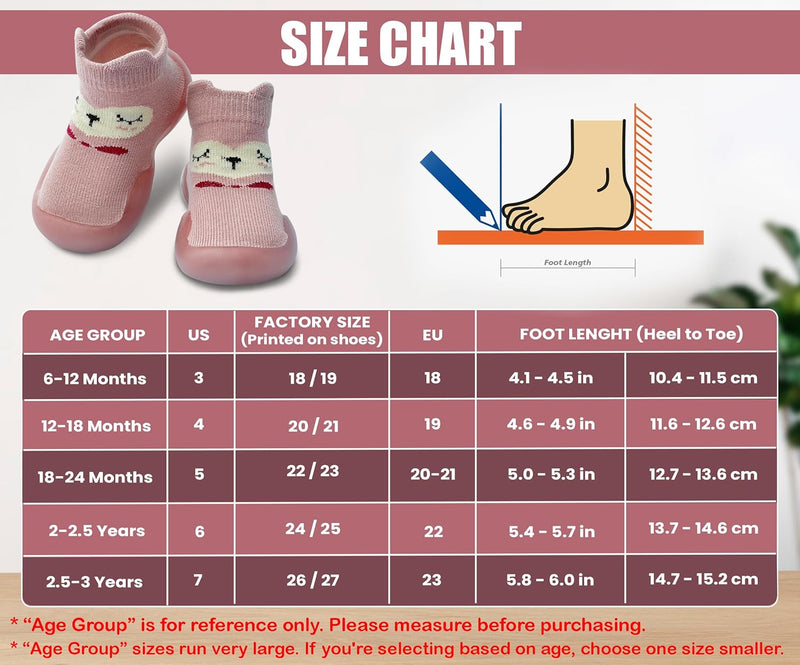 Dookeh Baby Sock Shoes Boys Girls First Walking Shoes Non-Slip Slippers Soft Sole Sneakers Toddler Infant Babygirl