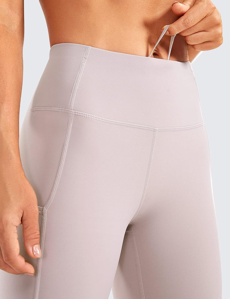 CRZ YOGA Women's Naked Feeling Light Running Shorts 6 Inches - High Waisted Gym Biker Compression Shorts with Pockets
