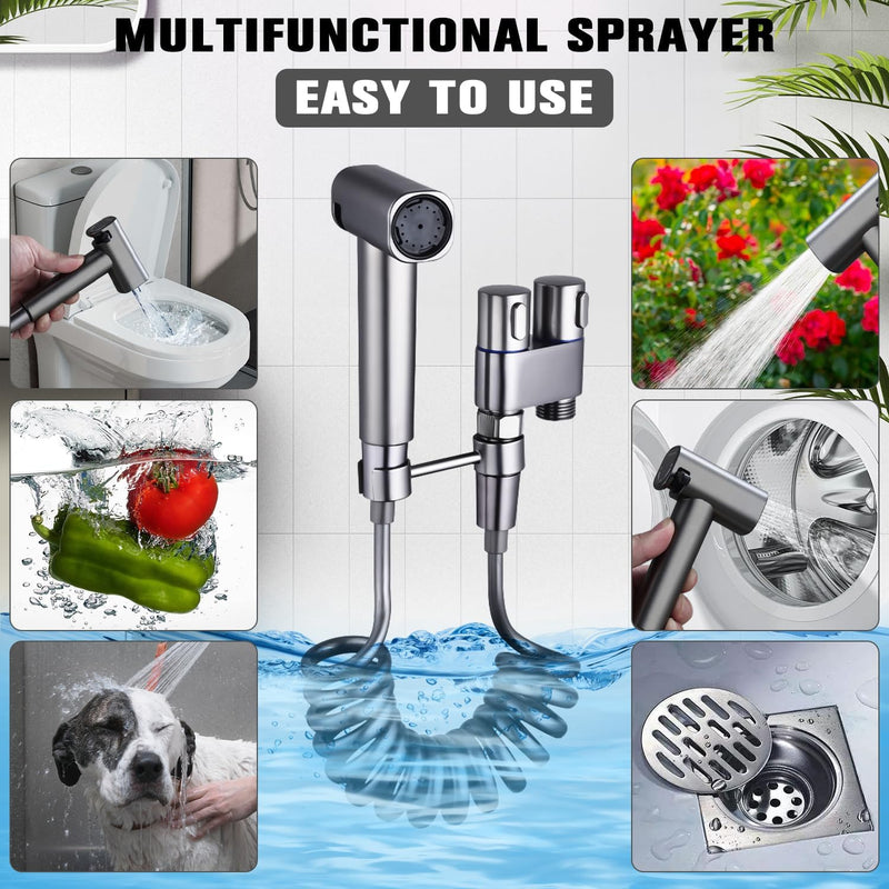 Necomi Stainless Steel Handheld Bidet Sprayer for Toilet Cloth Bathroom Diaper Self Cleaning Shattaf Set with adjustable water Pressure Control