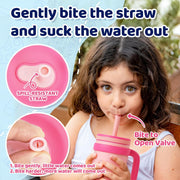Tronco 14oz Insulated Stainless Steel Kids Travel Cup - BPA-Free Toddler Tumbler with Splash-Proof Flexible Straw, Ergonomic Handle & Splash Guard Lid for Car/Outdoor Use, Easy to Clean