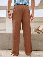 Linen Pants for Men Loose FIT Baggy Cargo(GL-TP-1190-M-BROWN)