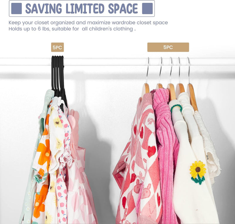 HOUSE DAY Kids Plastic Hangers for Closet, Children's Clothes & Baby Clothing - Ideal for Toddler and Child Pants, Coats, and More - Everyday Use (Colorful, 20 Pack)