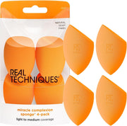 REAL TECHNIQUES The Everyday Essentials set from gives you 5 essential tools to master any look tapered, soft and fluffy bristles. Blend powder blush evenly for a smooth, natural look - Miracle Complexion Sponge, 4 Count
