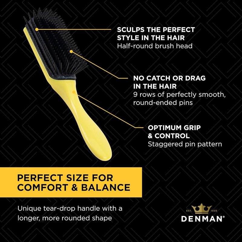 Denman Classic Styling Brush 7 Rows - D3 - Hair Brush for Blow-Drying & Styling â€“ Detangling, Separating, Shaping & Defining Curls
