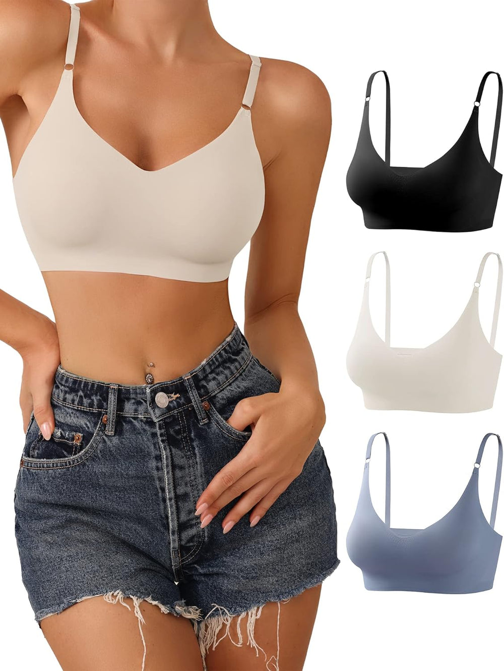 Womens Sleep Bra with Wireless Support, Criss-Cross Back, Seamless Design and Removable Pad Pack