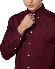 Mens Flex poplin solid rf Regular Fit Shirt (pack of 1) - Deep Rouge