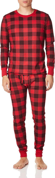 Men's Recycled Waffle Thermal Underwear Set (Top and Bottom) Pajama Set - Buffalo Plaid