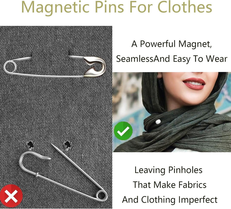 KUKUMAJI 8pcs Hijab Magnetic Pins,Pinless Magnetic Hijab Strong Magnets Buttons Scarf Clasp Pinless Brooch No-Snag Multi-Use Hijab Magnets for Clothes Women