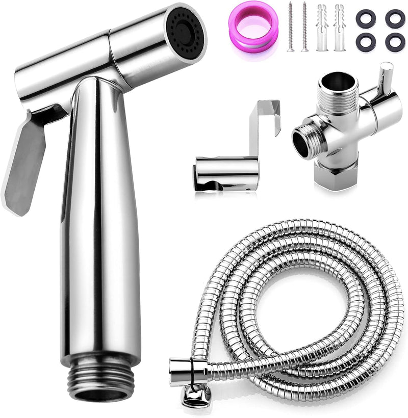 Hanbuluo Bidet Sprayer for Toilet, Hand held Stainless Steel Toilet Bidet Sprayer Kit with Hose, Easy Install Bidet Attachment for Toilet, Bidet Sprayer for Personal Hygiene