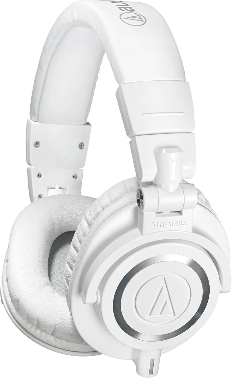 Audio-Technica Ath-M50X Studio Monitor Professional Headphones - Black - White Wired