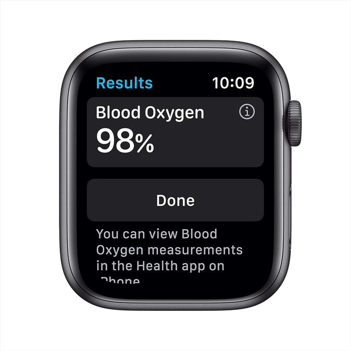 Apple Watch Series 6 (GPS, 44mm) - Space Grey Aluminium Case with Black Sport Band (Renewed)