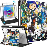 for iPad 9th/8th/7th Generation 10.2 inch Case Cute Cartoon Kawaii for Girls Kids Boys Girly Women Design Covers,360 Degree Rotating Folio Stand Pencil Holder for Apple i Pad 9/8/7 Gen,Cat - Skeleton CP