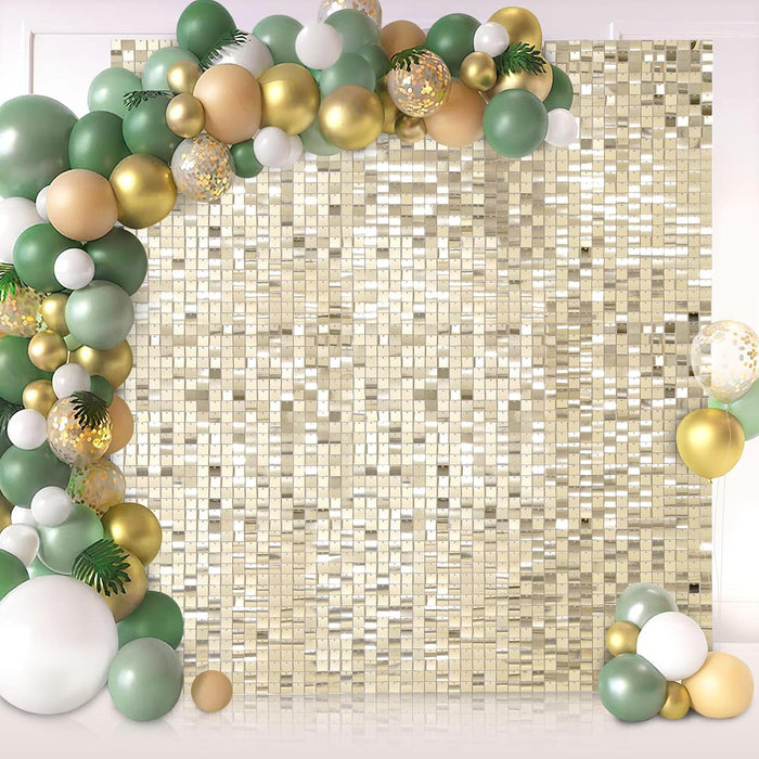 LuoluoHouse Red Shimmer Wall Panel Glitter Sequin Backdrop Panel of 24 Shiny Backdrop for Party Event Background Foil Back Drop