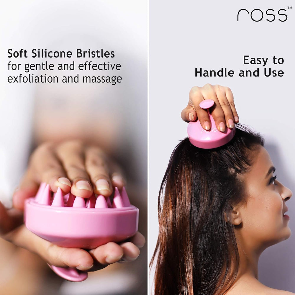 Ross Hair Scalp Massager Shampoo Brush with Soft Silicone Bristles Manual Head Massager, Pink