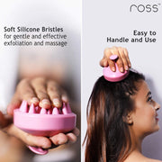 Ross Hair Scalp Massager Shampoo Brush with Soft Silicone Bristles Manual Head Massager, Pink