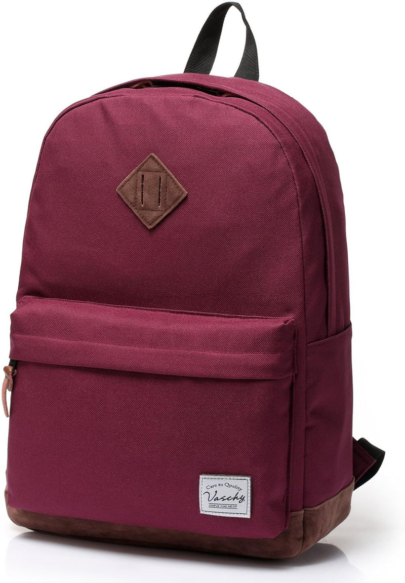 VASCHY Men's Backpack, Women's Waterproof School Bag, Boy Girl Computer 15.6 Inch Vintage for School, College, Work, Travel, Leisure