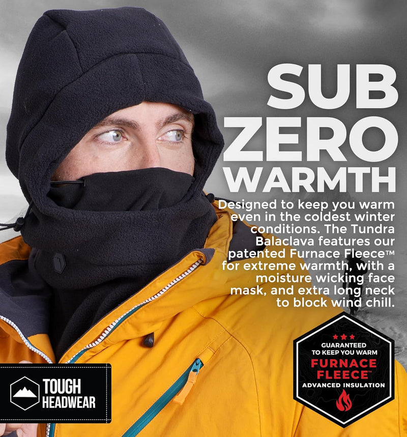Tough Headwear Fleece Balaclava Ski Mask - Winter Face Mask for Men and Women - black
