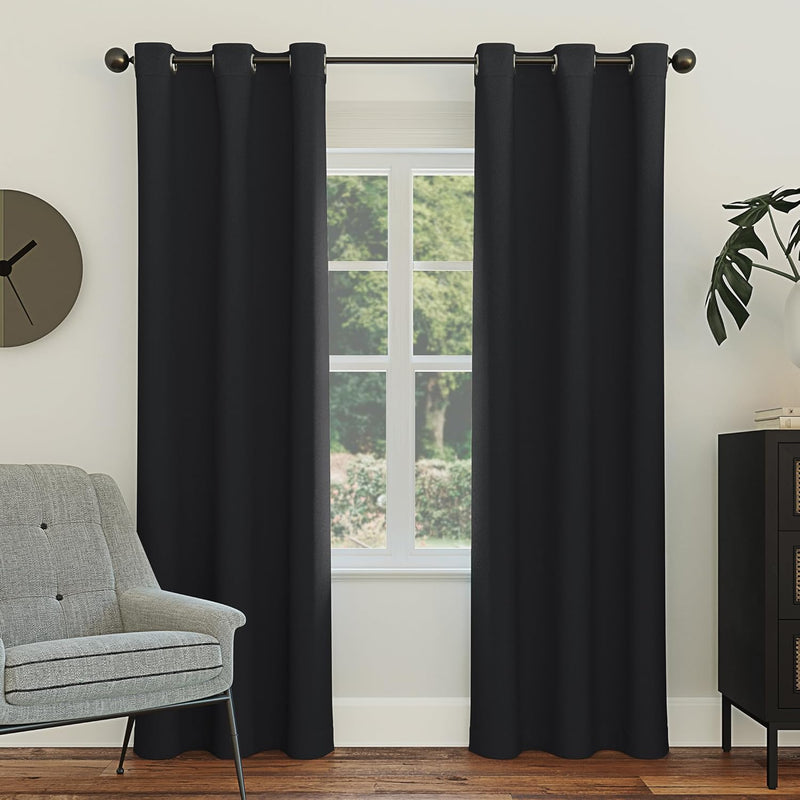 Sun Zero Easton Blackout Energy Efficient Grommet Curtain Panel, Pearl , 40" x 120" , 57796 - Black 101.6W x 213.4L cm (1 Panels)