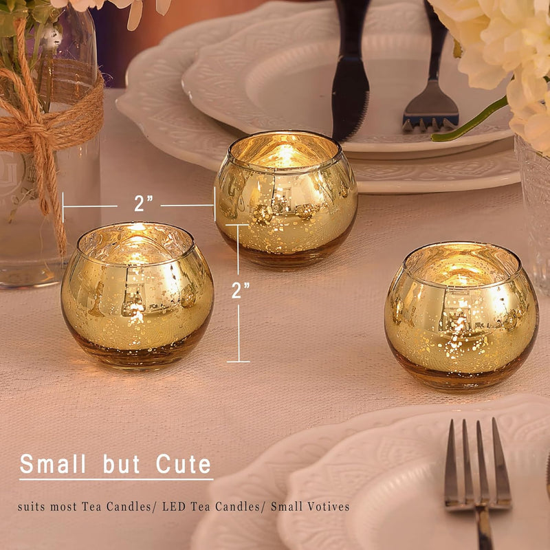 Lamorgift Clear Votive Candle Holders Set of 12 - Mercury Glass Votives Candle Holder - Tealight Candle Holder for Home Decor and Weddings/Parties Table Centerpieces