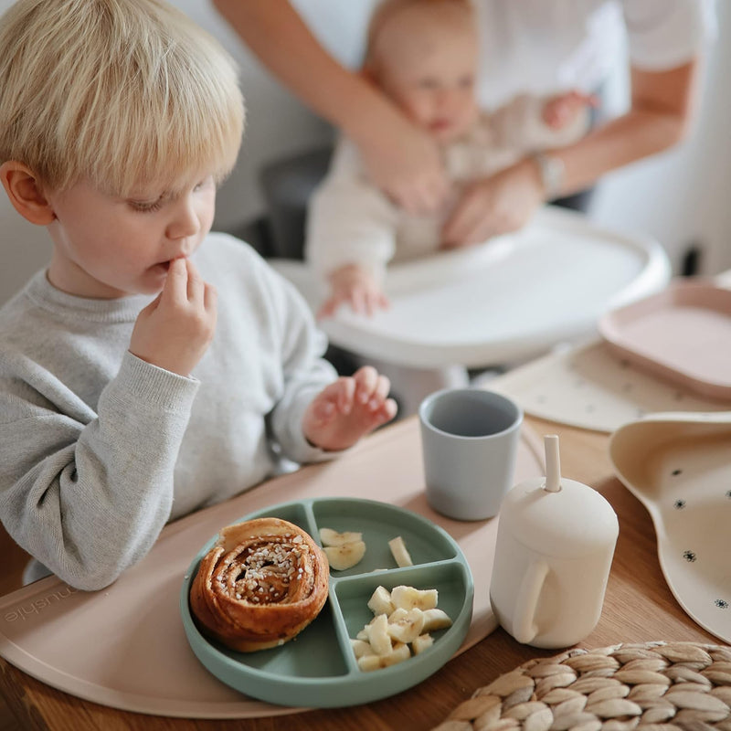 Mushie Silicone Training Cup with Straw for Baby - 175ml Leak-Resistant Cups for Toddlers with Removable Lid - BPA-Free, Dishwasher Safe | Blush