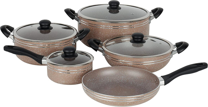 Delcasa 10-Piece Non-Stick Cookware Set with Granite Coating DC1889BGE Includes Casseroles, Sauce Pan - 10
