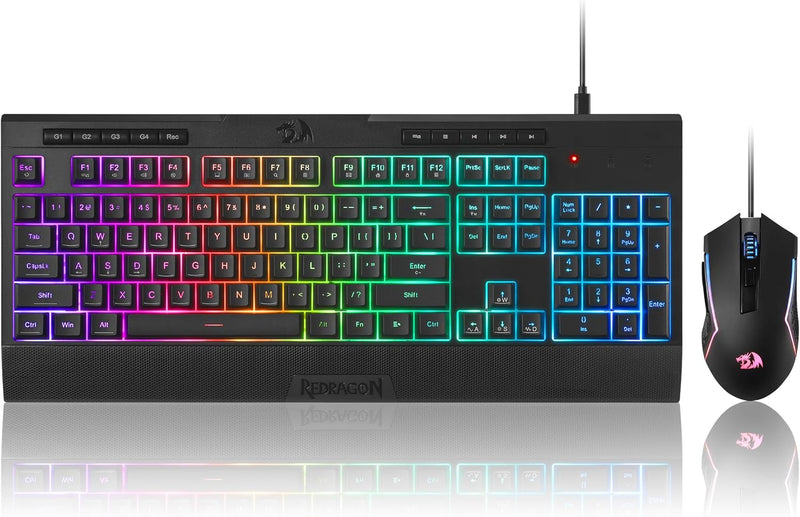 Redragon S151 Gaming Keyboard & Mouse Combo, 104 Keys K525 Wired RGB Membrane Keyboard and 10000 DPI Wired M616 Gaming Mouse Bundle - ASSORTED COLOR