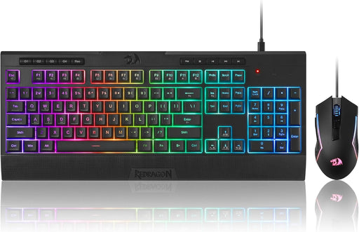 Redragon S151 Gaming Keyboard & Mouse Combo, 104 Keys K525 Wired RGB Membrane Keyboard and 10000 DPI Wired M616 Gaming Mouse Bundle - ASSORTED COLOR