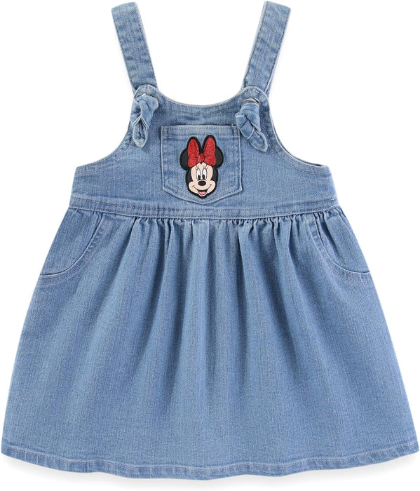 Disney Minnie Mouse Baby Girls Denim Jumper Dress and Jersey Top for Infants