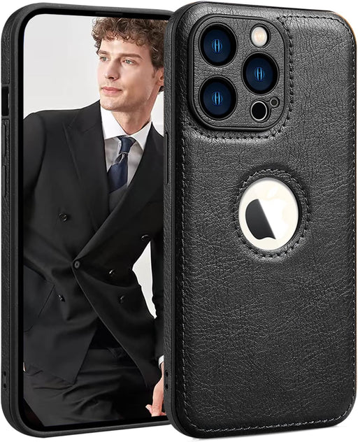 PU Leather Case for iPhone 13 Pro Max,Full Camera Lens Protection Cover,PU Leather Slim Luxury Business Non-Slip Grip Rugged Shockproof Full Body Protective Case for iPhone 13 Pro Max(Brown) - Black iPhone 13 Pro Max