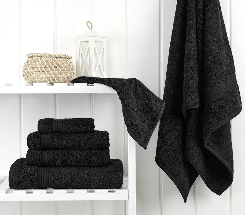 Cotton Paradise Hotel & Spa Quality, Absorbent and Soft Decorative Kitchen and Bathroom Sets, 6 Piece Turkish Towel Set, Includes 2 Bath Towels, 2 Hand Towels, 2 Washcloths, Charcoal Grey