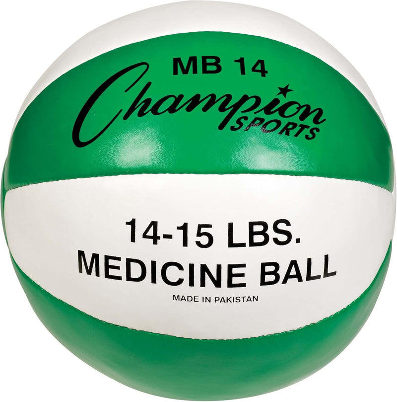 Champion Sports Exercise Medicine Balls, Leather with No-Slip Grip - Weighted Med Ball Set for Weight Training, Stability, Plyometrics, Cross Training, Core Strength - Multiple Styles