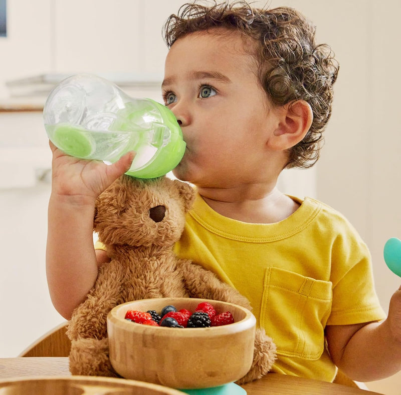 Munchkin Any Angle Click Lock Weighted Straw Trainer Cup, spill proof cup with handles, for infant/baby boys and girls, 7oz Capacity, 6 Months and above, Green