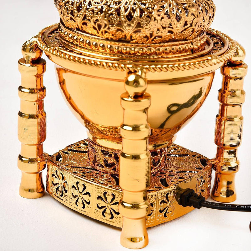 potow Gold Electric Incense Burner - Oud Frankincense Resin Burner - Large Mabkhara,Gold