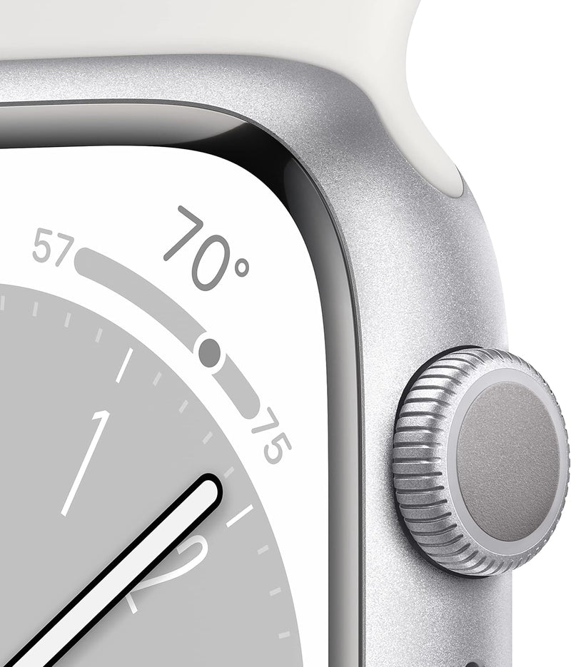 Apple New Apple Watch Series 8 (GPS 41mm) Smart watch - Midnight Aluminium Case with Midnight Sport Band - Regular. Fitness Tracker, Blood Oxygen & ECG Apps, Water Resistant (Renewed)