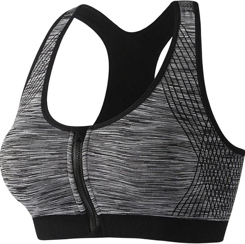 Dress Cici Zip Front Sports Bra With Racerback And Colorful Fabric