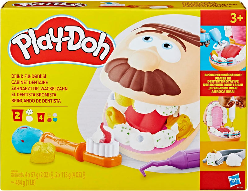 Play-Doh Drill 'N Fill Dentist Toy For Kids 3 Years And Up; Comes With 8 Play Doh Modelling Compound Pots, Non-Toxic, Assorted Colours; Art & Craft Toys For Kids, Great Gift For Boys & Girls - Drill 'n Fill Dentist