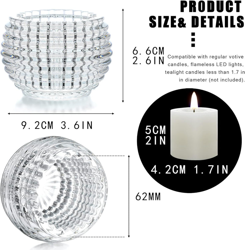 kanpura Clear Round Glass Votive Candle Holders 1pc, Fall Tea Light Candle Holder for Wedding Table, Votive for Birthday Party Decor