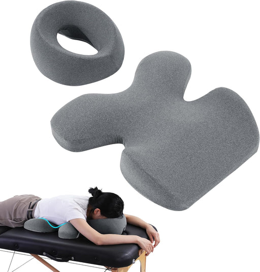 MABOZOO Face Down Massage Pillow, Face Down Pillow for Sleeping with Non-Slip Bottom, Home Head Cushion and Chest Cushion for SPA, Sleep (Gray) - Gray