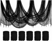 6 PCS Halloween Gauze Cloth,3072 Inch BloodCreepy Cloth for Outdoor Indoor - black