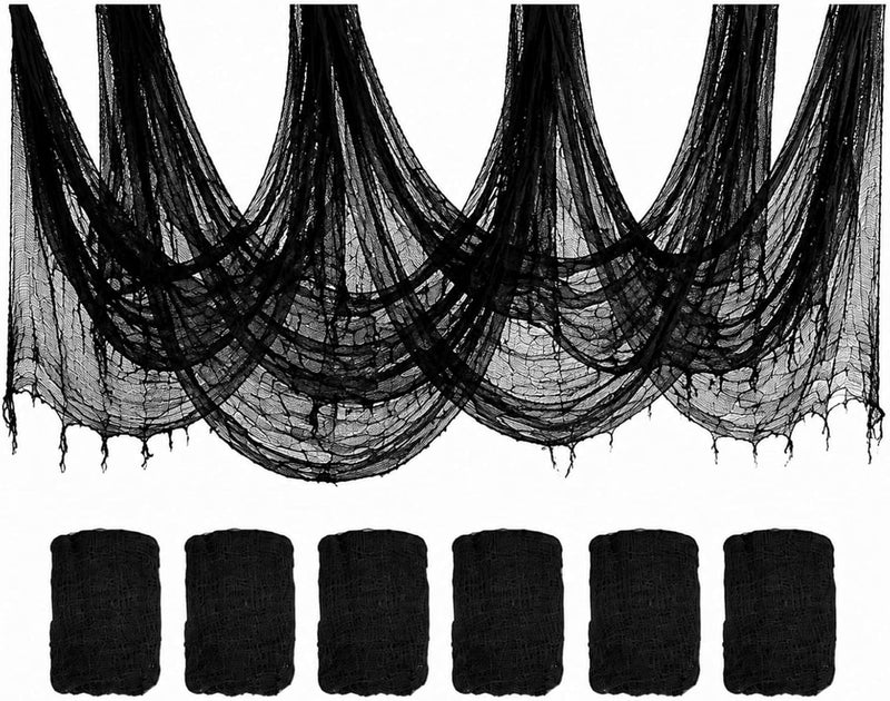 6 PCS Halloween Gauze Cloth,3072 Inch BloodCreepy Cloth for Outdoor Indoor - black