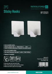 Royalford Wall Hooks 2pcs RF12501 Stainless Steel Strong Suction Hook for Home Kitchen and Bathroom Heavy Duty Nail Free Sticky hangers with Hooks Utility Towel bath Ceiling Self Adhesive Strong Screw