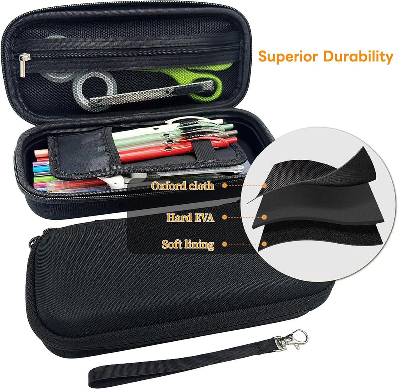 Pencil Case, EVA Pencil Case, Hard Shell with 2 Layers, Large Capacity, Simple Stationery Pouch for Students and Workers with Hand Strap