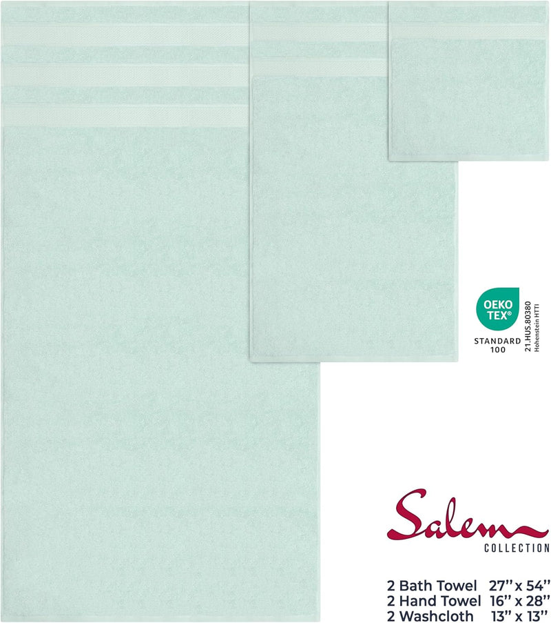 American Soft Linen GMSD 6-Piece 100% Turkish Genuine Cotton Premium & Luxury Towel Set for Bathroom & Kitchen, 2 Bath Towels, 2 Hand Towels & 2 Washcloths [Worth $72.95] - Rockridge Grey