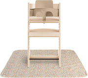 Baby Splat Mat 42.5x42.5 Inch (Olive Check) Water Resistant for Under High Chair and Infant Play - Pastel Blooms