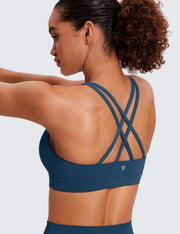 CRZ YOGA Women's Strappy Sports Bras Fitness Workout Padded Yoga Top Criss Cross Back Cami