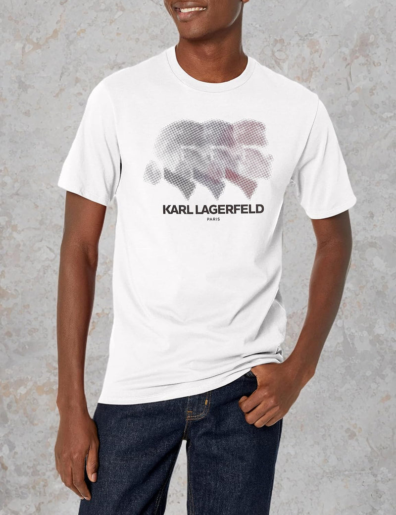 Karl Lagerfeld Paris Men's Shadow Logo Crewneck Short Sleeve Solid T-Shirt