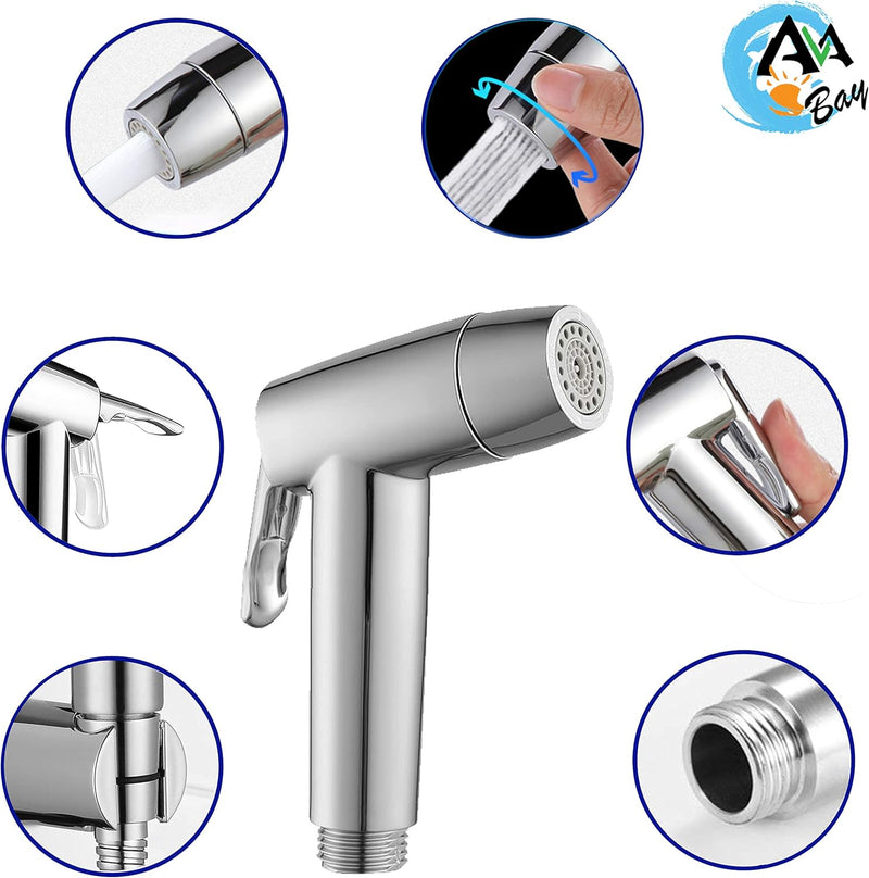 AVAbay 70-Inch Bidet Hose - Long Shower Head Stainless Steel Hose Bathroom Toilet Handheld Showerhead Sprayer Extension Replacement Part with Brass Coupler, Polished Chrome